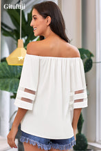 Load image into Gallery viewer, Gitufuji Women's Casual Summer Off Shoulder Tie Front Flowy Top